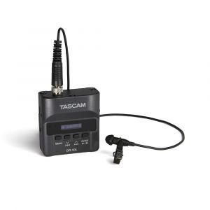 Tascam Ultra-Compact Audio Field Recorder, Lavalier Mic, Dual Recording & 10-Hour Battery, DR-10L